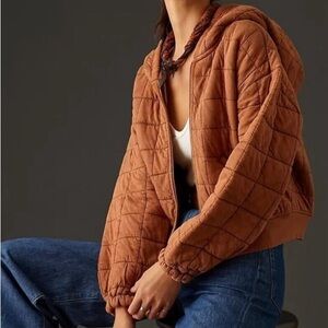 Pilcro Anthropologie Quilted Hoodie in Pumpkin - S